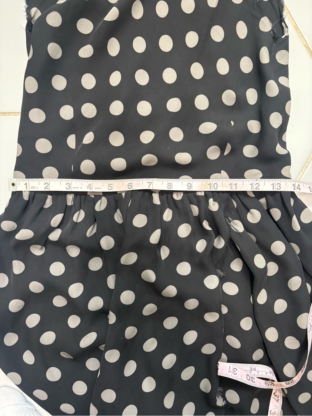 Ulla Johnson Silk Polka Dot Dress Black Beige Asymmetrical Midi size 2/4 w/ flaw - Picture 7 of 8